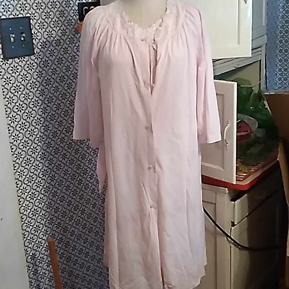 Shadowline grandma granny chic pink nightgown and robe set small